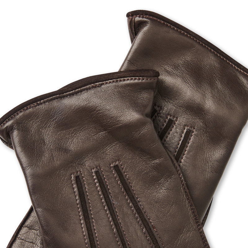 Men's Nappa Leather Cut-Out Points Gloves - Brown