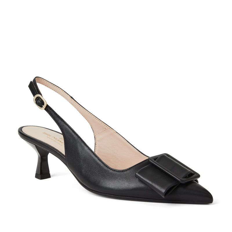 Morena Slingback Pump- Black leather