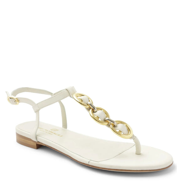 Marina Leather Embellished Thong Sandal - Off White
