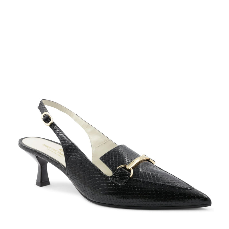 Matilde Leather Slingback Pump - Black Viper