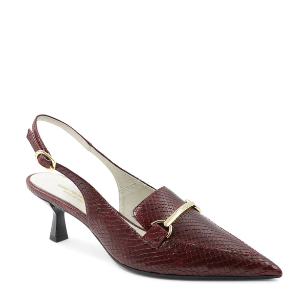 Matilde Leather Slingback Pump - Bordeaux Viper