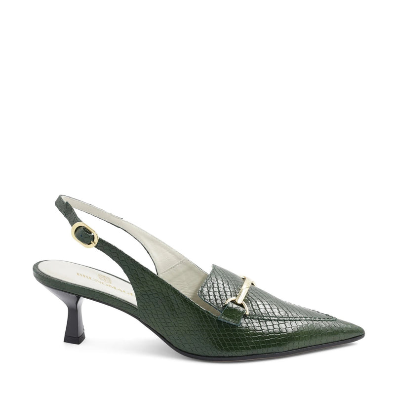 Matilde Leather Slingback Pump - Emerald Viper