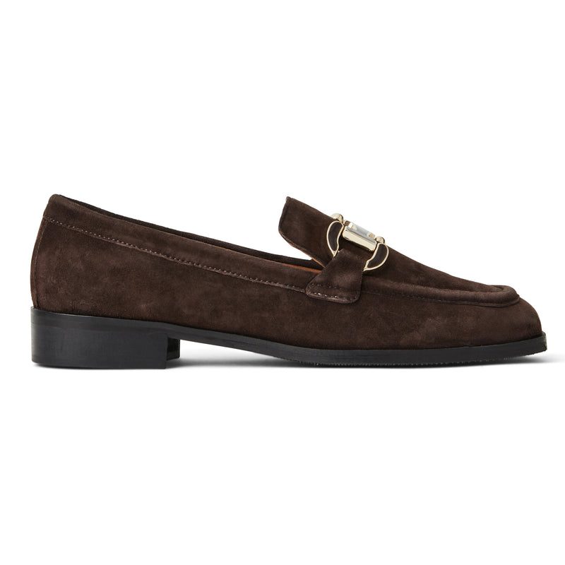 Natalie Square Toe Loafer-Brown Suede