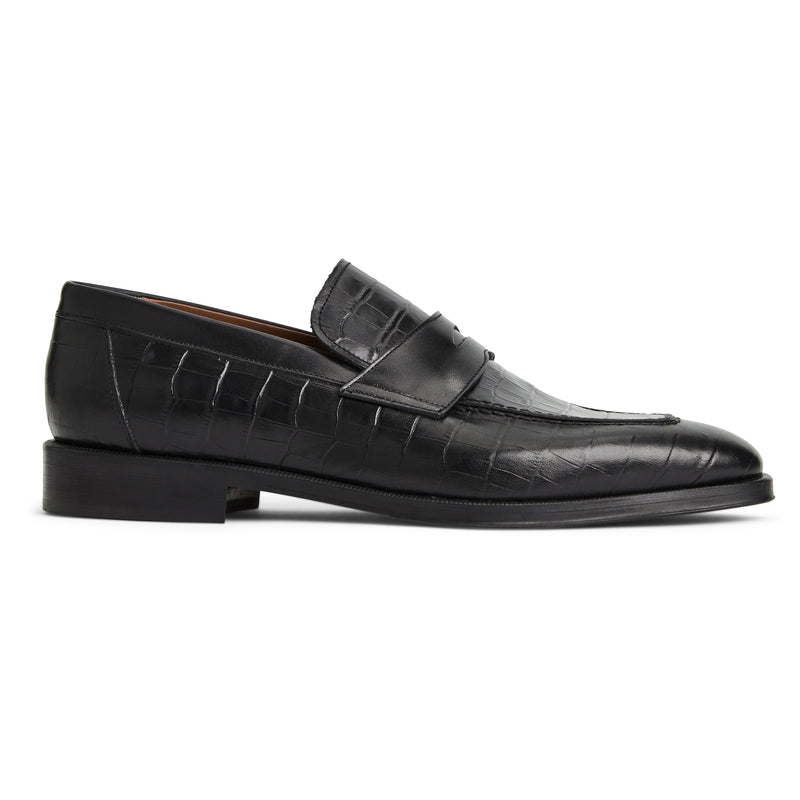 Nathan Penny Loafer- Black Croc