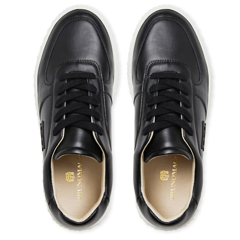 Paola Platform Sneaker-Black Leather