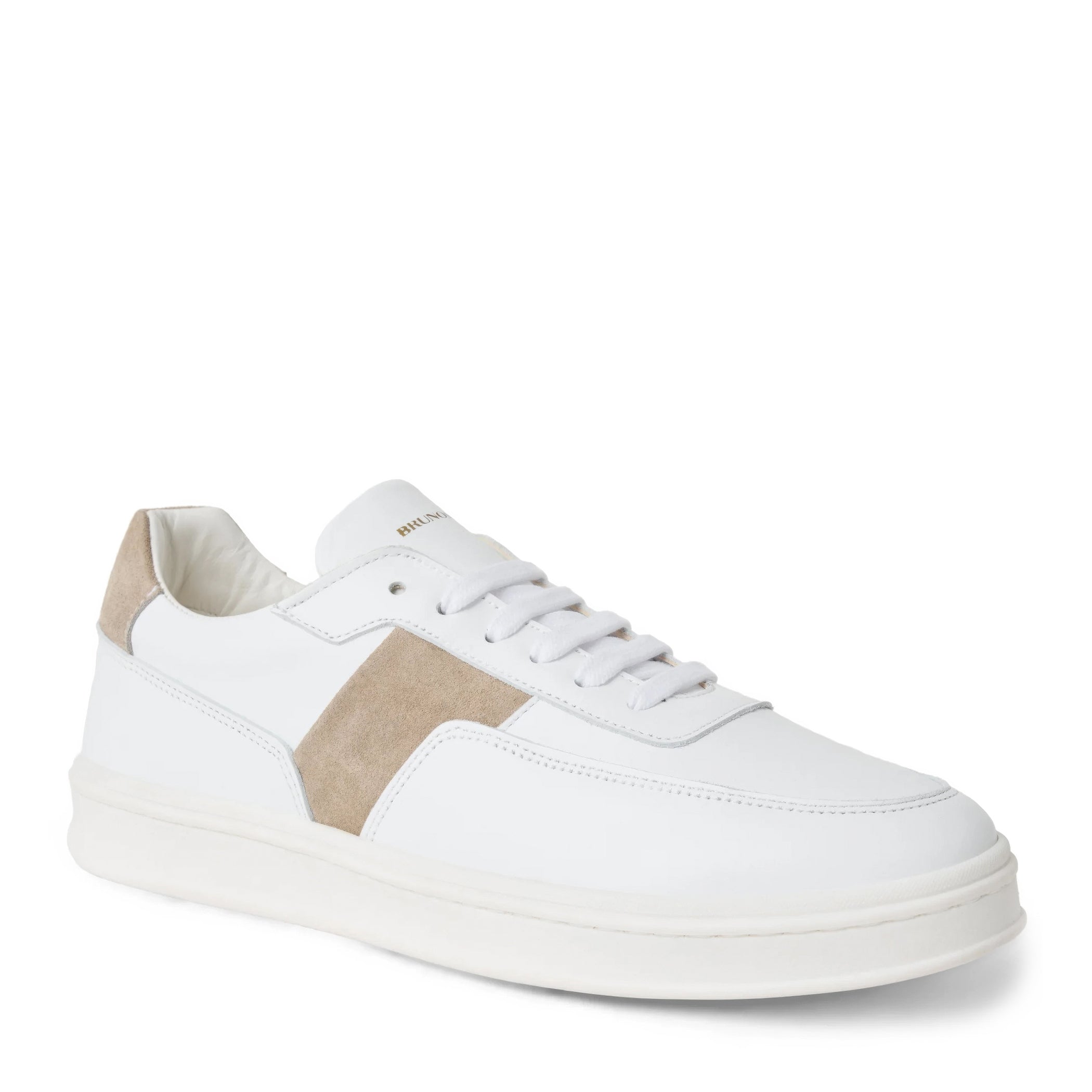 Swatch: White/Beige Suede