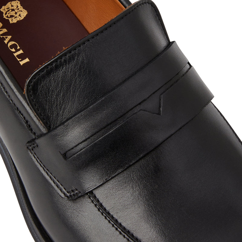 Raging leather Penny Loafer- Black