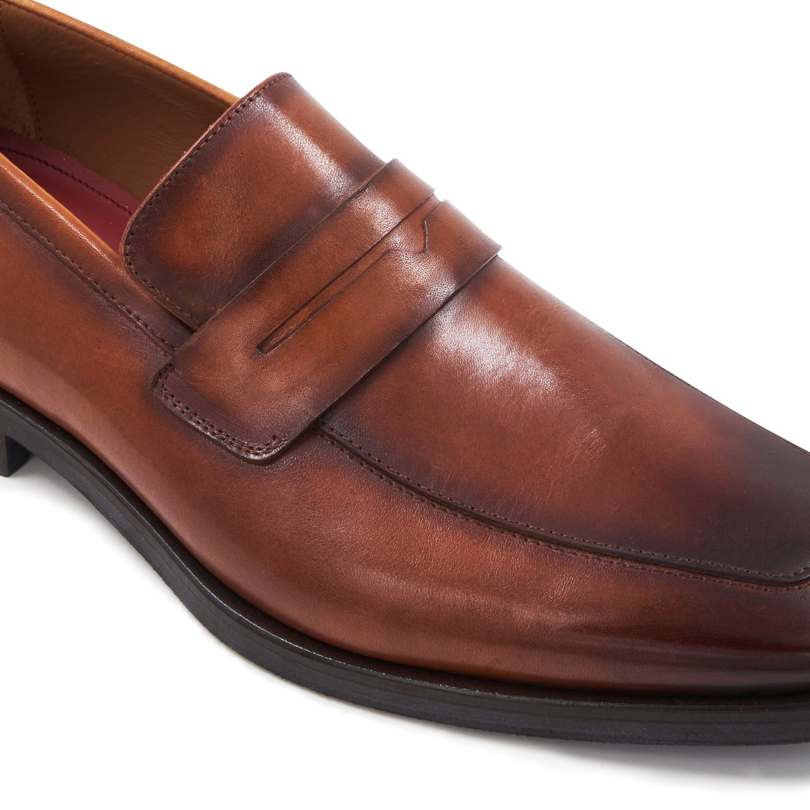 Bruno Magli Men\'s Hudson Rust Calf Brown Penny Loafers Size 9 D (M) Raging Penny Cognac Burnished – Bruno Magli main image 4