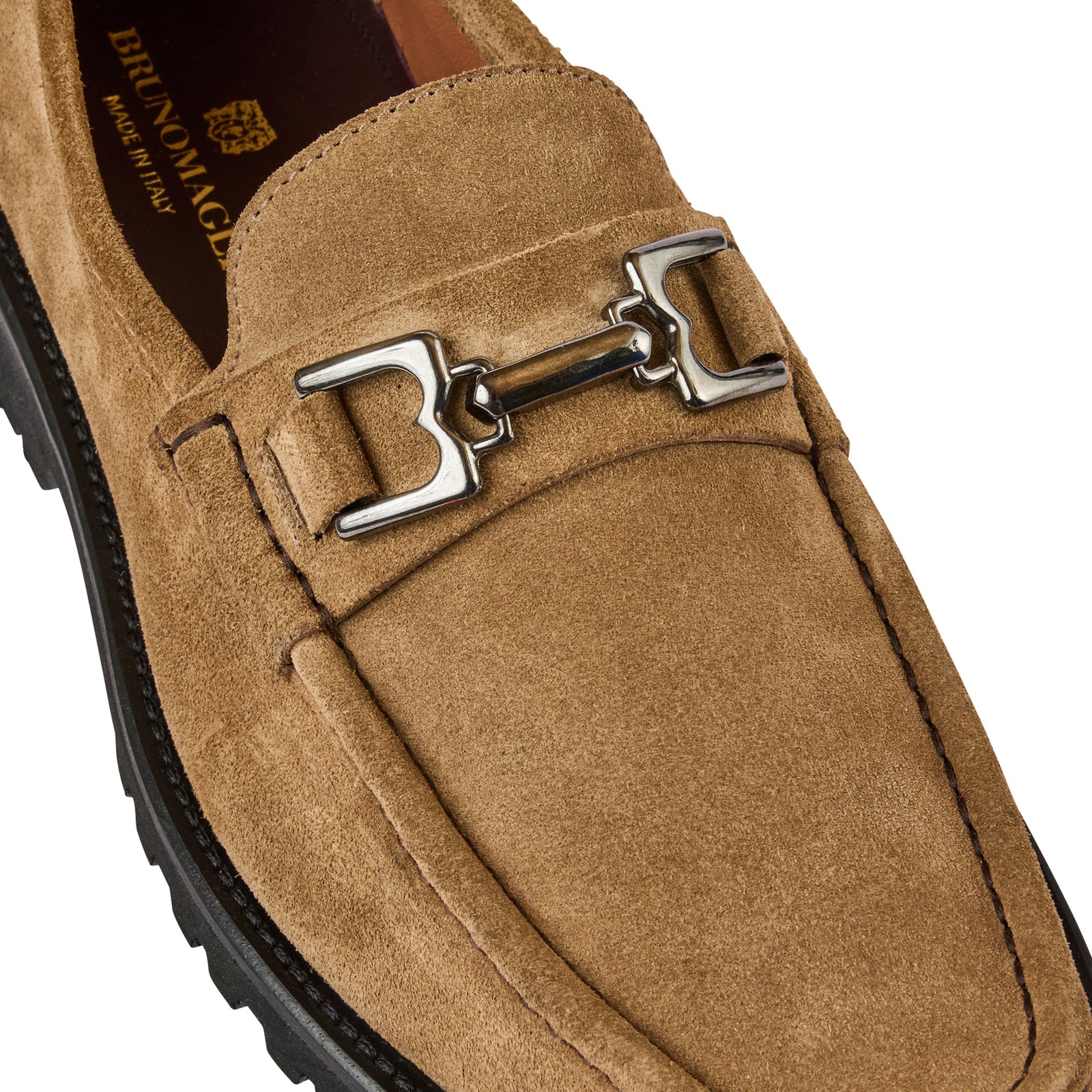 Bruno Magli Taupe Perforated Suede Loafers 12 M Italy Venetian Slip On Luxury Bruno Magli Suede Loafers products for sale | eBay main image 3