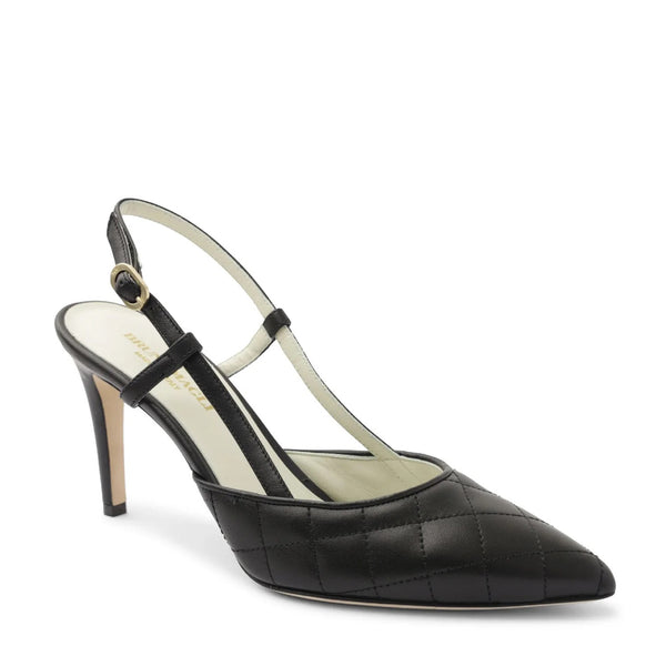 Rosy Quilted Leather Sling Back Pump - Black