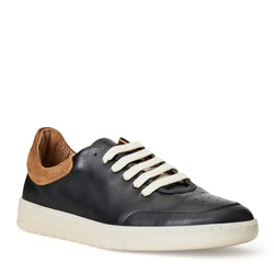 SAVIO LEATHER LACE-UP SNEAKER -BLACK