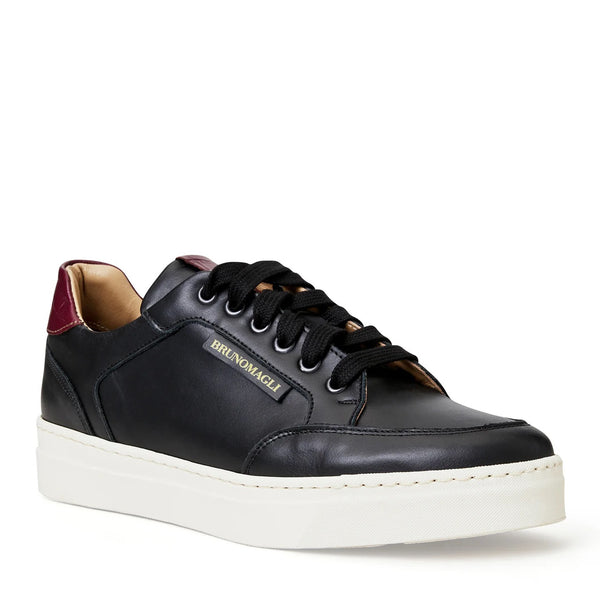 SEVERO CASUAL LEATHER SNEAKER  -BLACK/BORDO