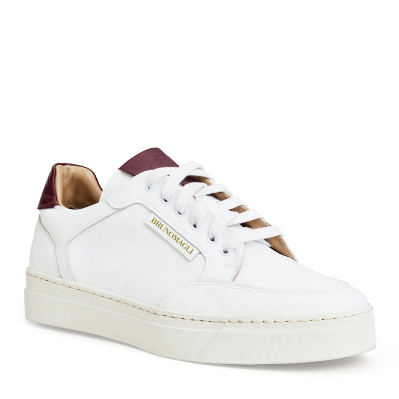 SEVERO CASUAL LEATHER SNEAKER  -WHITE/BORDEAUX