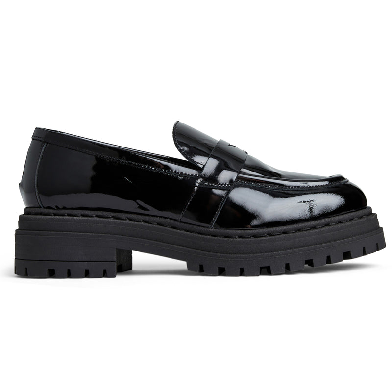 Full patent black loafers deals
