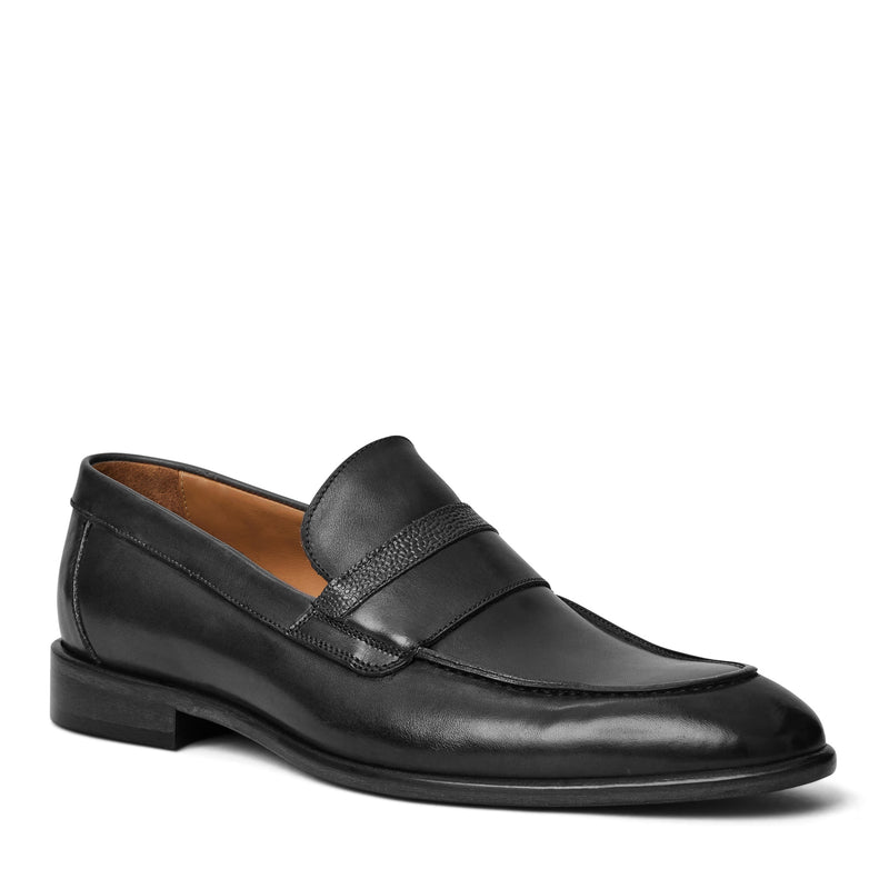 Silvestro Embosssed Bit Loafer Black Leather