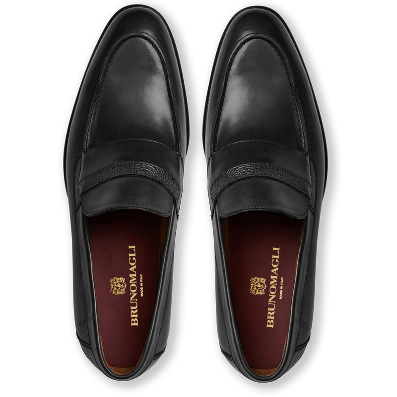 Silvestro Embosssed Bit Loafer Black Leather