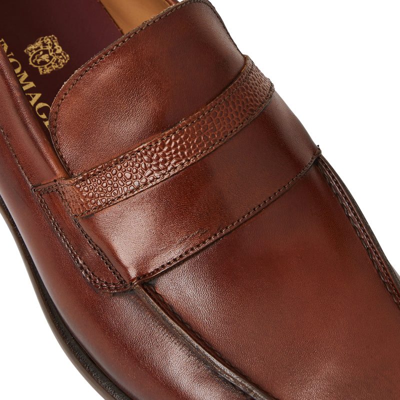 Silvestro Embosssed  Loafer Cognac Leather