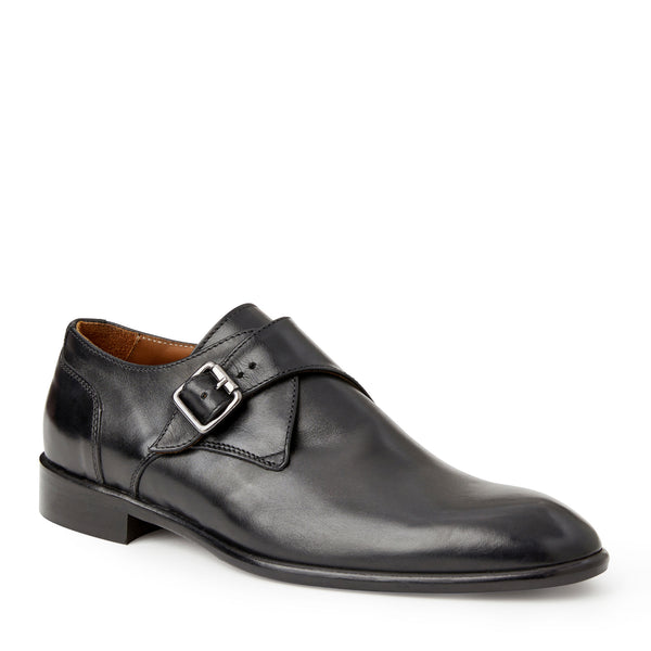 Solero Classic Leather Single Monk Strap-Black