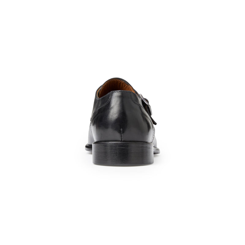 Solero Classic Leather Single Monk Strap-Black