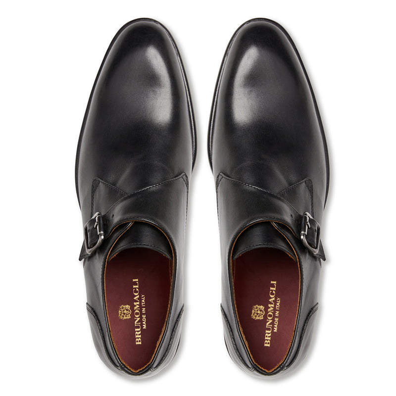 Solero Classic Leather Single Monk Strap-Black