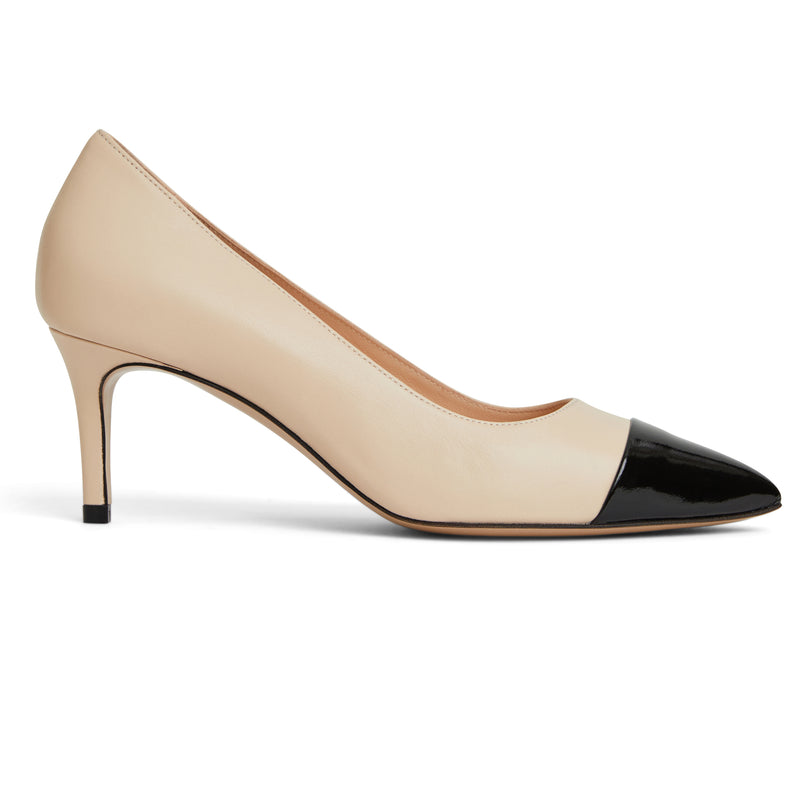 Cream and black pumps deals