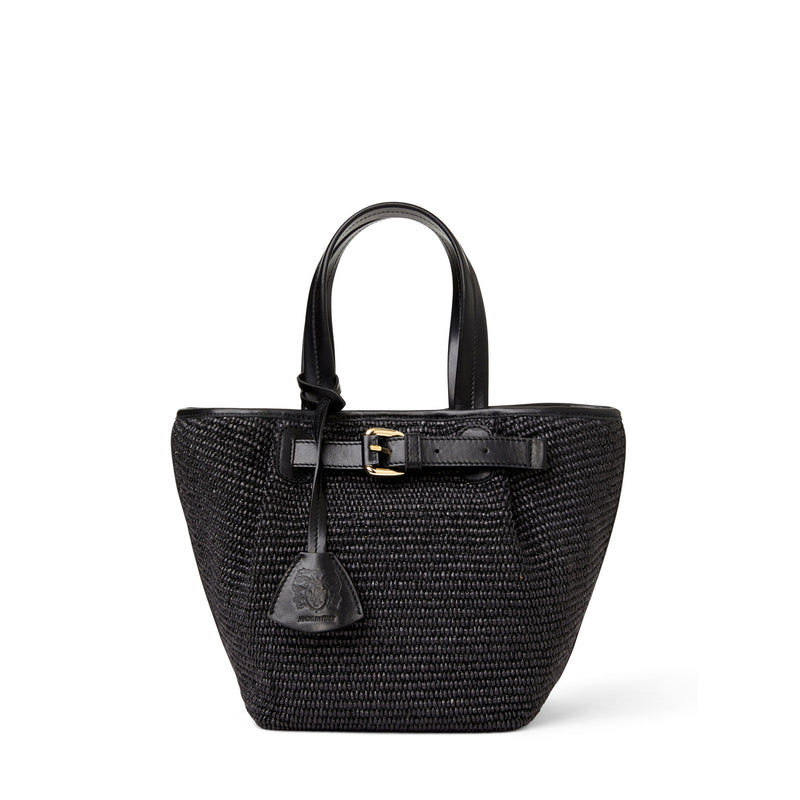 Tessa Mini Tote Black Raffia