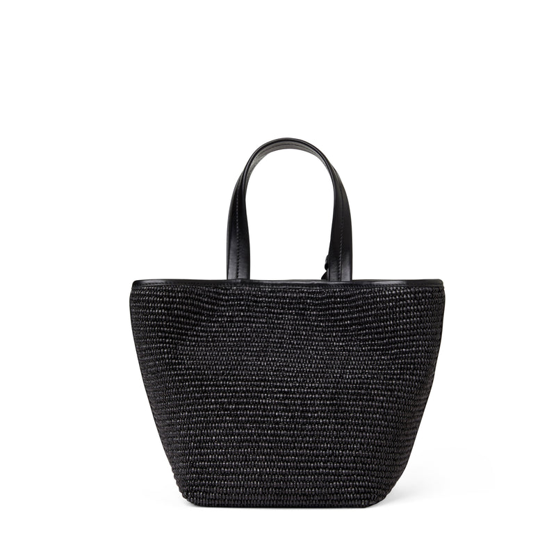 Tessa Mini Tote Black Raffia – Bruno Magli