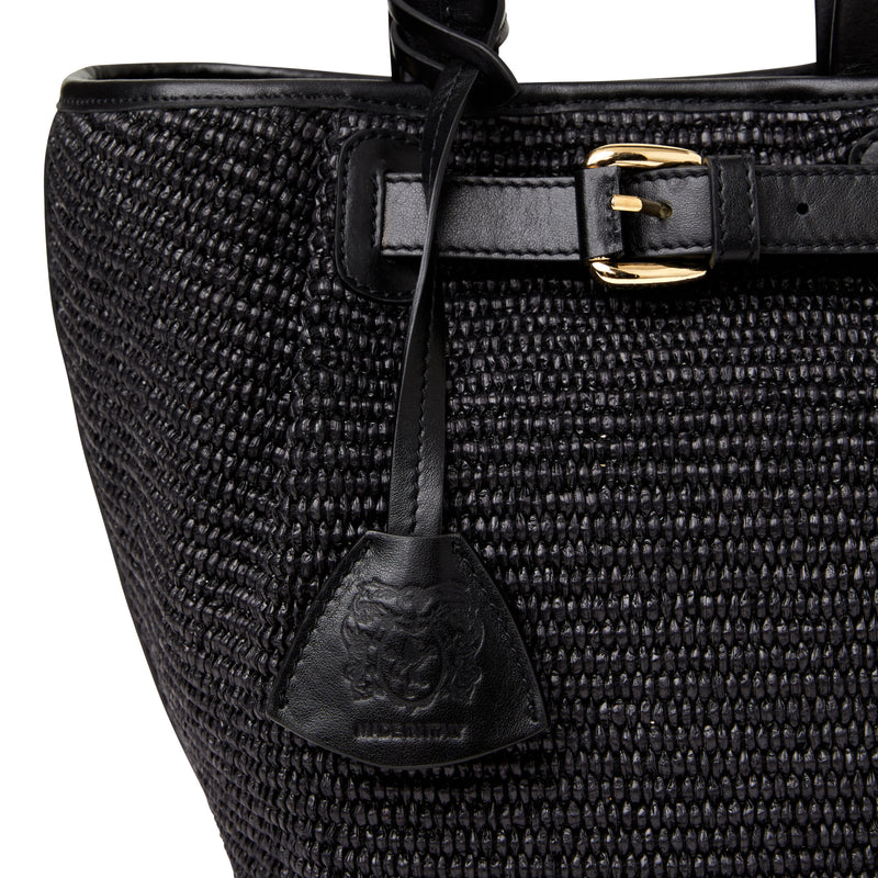 Tessa Mini Tote Black Raffia