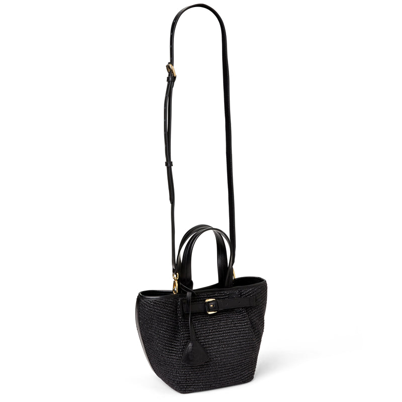 Tessa Mini Tote Black Raffia