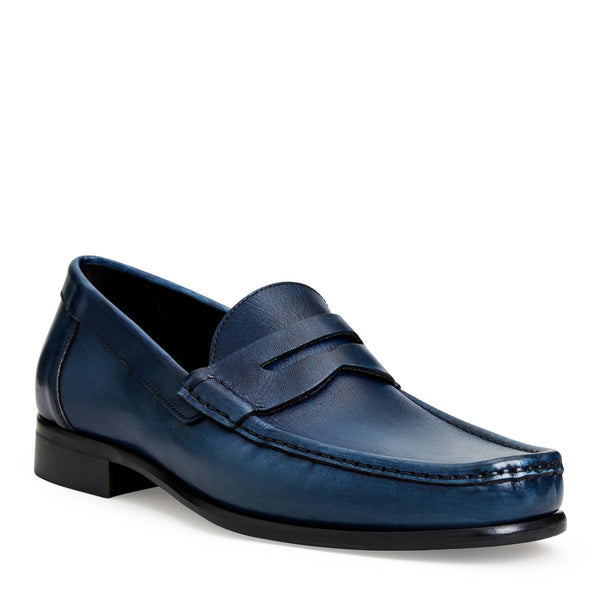 TONIO SLIP-ON LEATHER LOAFER-BLUE