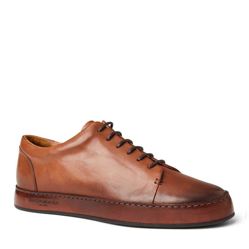 TRENTO leather court sneaker COGNAC