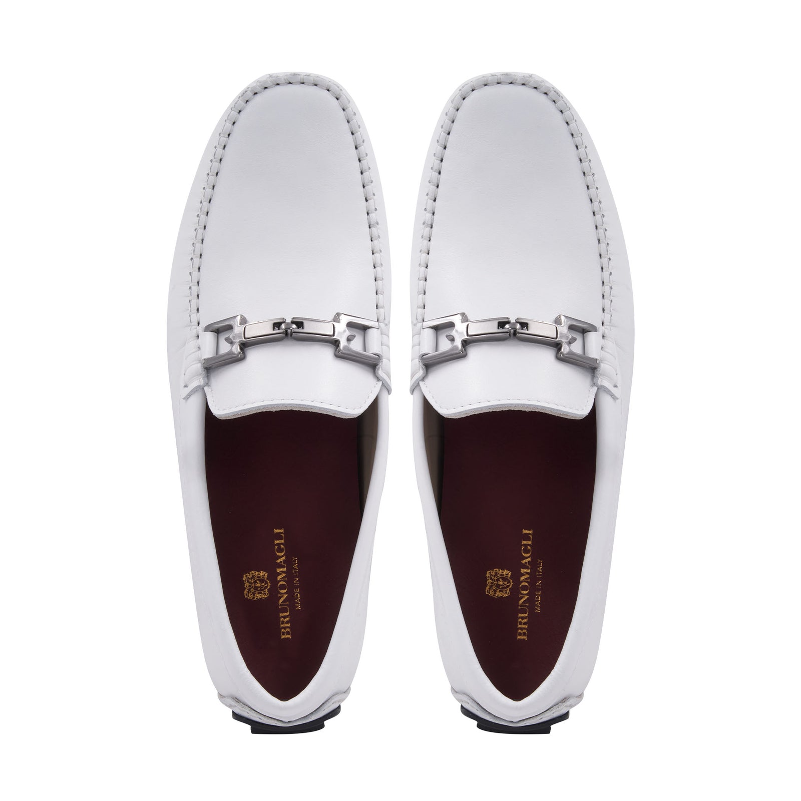 mens white dress shoes loafers Bruno Magli Men's Taso Bit Driving Loafer - White