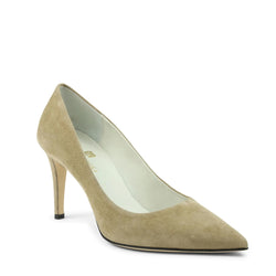 Telma Suede Pointed-Toe Heel - Almond