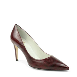 Telma Snake-Print Leather Pointed-Toe Pump - Bordeaux