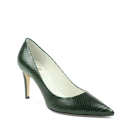 Telma Snake-Print Leather Pointed-Toe Pump - Emerald