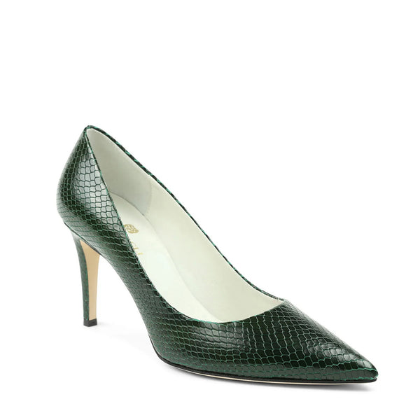 Telma Snake-Print Leather Pointed-Toe Pump - Emerald