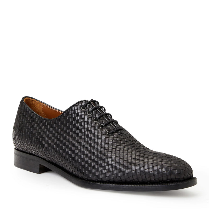 COLLEZIONE VELENO LEATHER OXFORD-BLACK WOVEN
