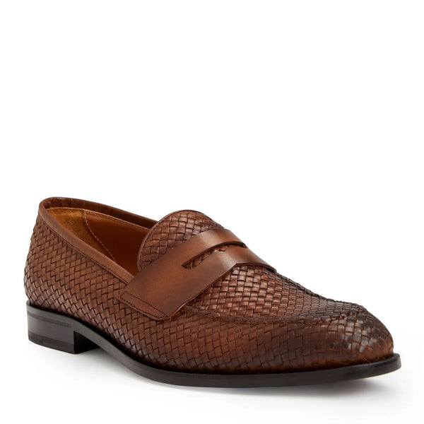 COLLEZIONE VESINI LEATHER SLIP-ON LOAFER -BROWN WOVEN