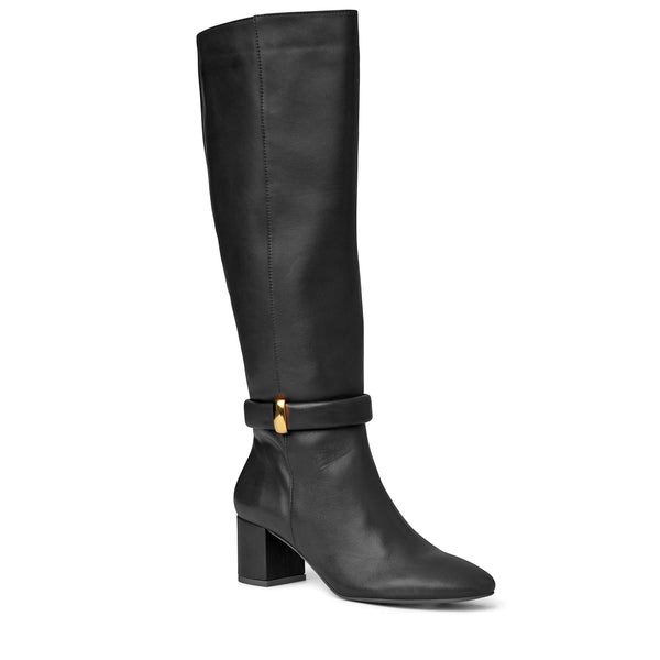 Victoria Tall Shafted Leather Boot- Black