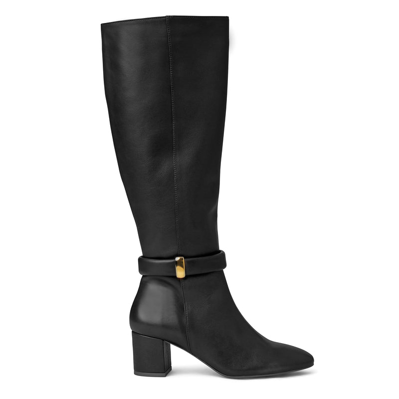 Victoria Tall Shafted Leather Boot- Black
