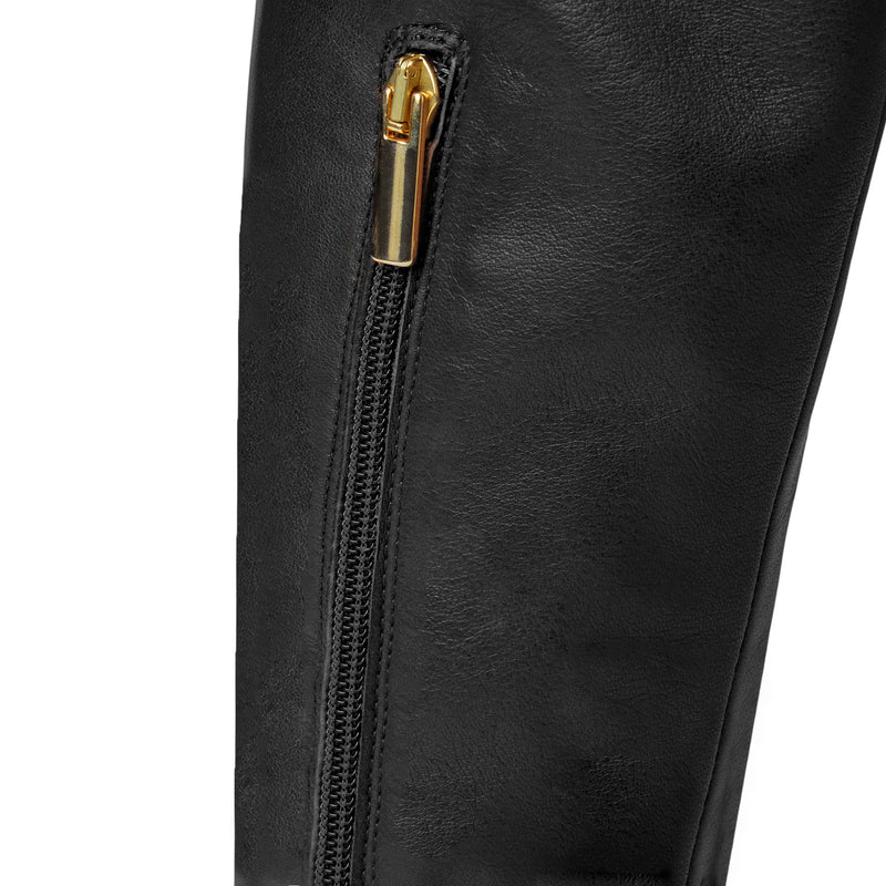 Victoria Tall Shafted Leather Boot- Black