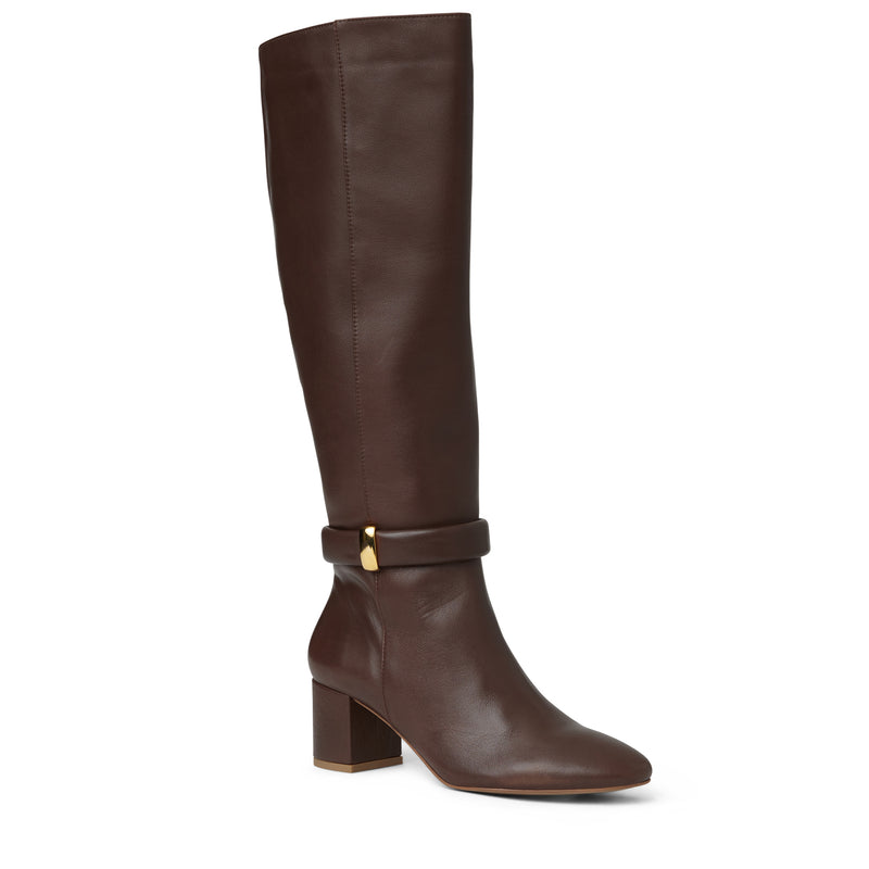 Victoria Tall Shafted Leather Boot- Brown