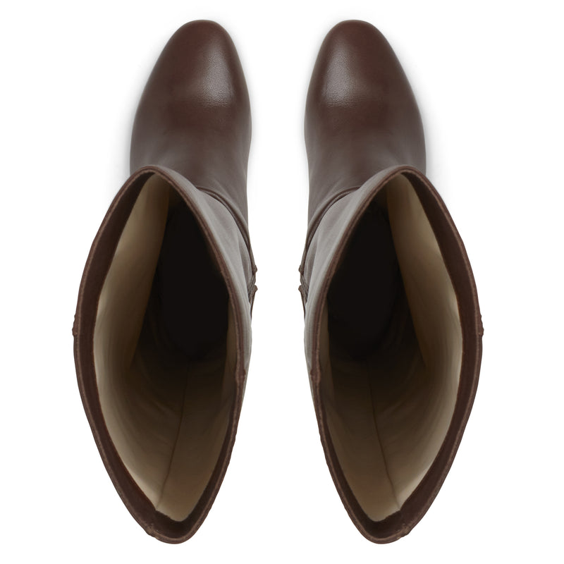 Victoria Tall Shafted Leather Boot- Brown