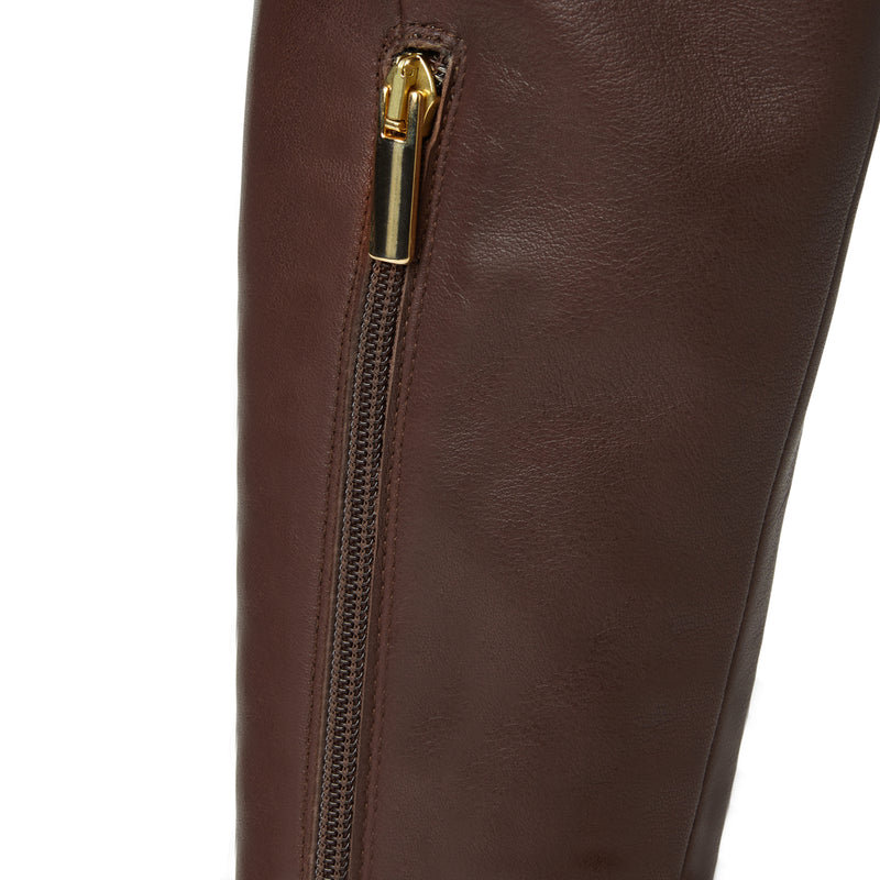 Victoria Tall Shafted Leather Boot- Brown