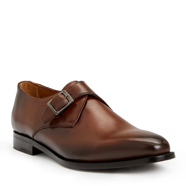 COLLEZIONE VILANTE LEATHER SINGLE STRAP MONK LOAFER-BROWN