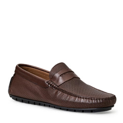 XANE CASUAL WOVEN LEATHER  SLIP-ON DRIVING MOCCASIN-BROWN