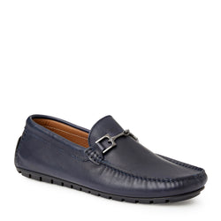 Xander Casual Leather Driving Moccassin-Navy