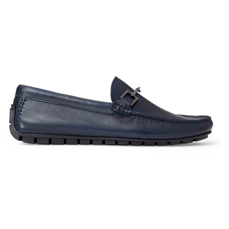Xander Casual Leather Driving Moccassin-Navy