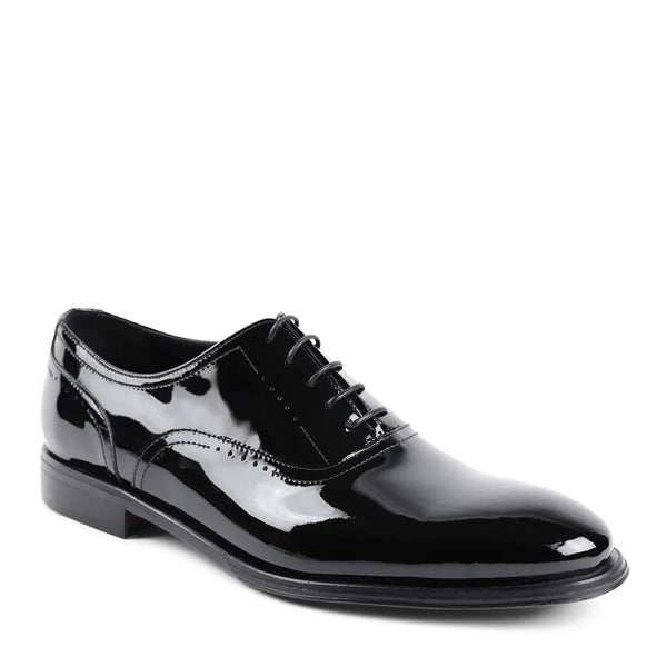 Arno Sera Plain-Toe Balmoral Oxford - Black Patent