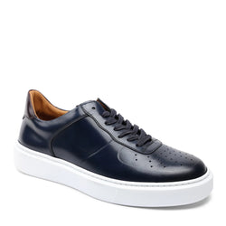 Falcone Leather Sport Lace-Up Sneaker - Navy